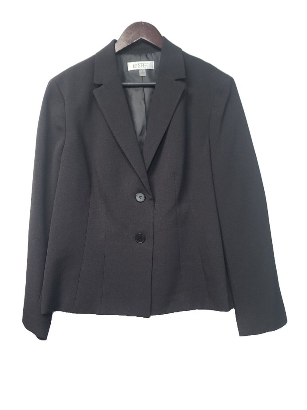 Kasper Women's Crepe Notch Collar 2 Button Jacket Blazer Size 16 Black NWT